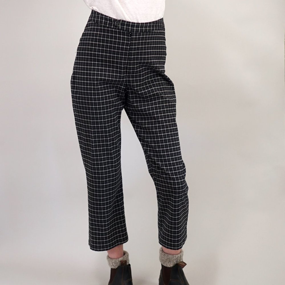 Soft Plaid Trousers in Black and Gold